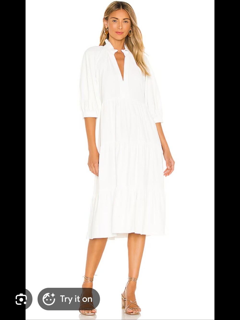 Amanda Uprichard White Tiered Midi Dress, P2P 18"